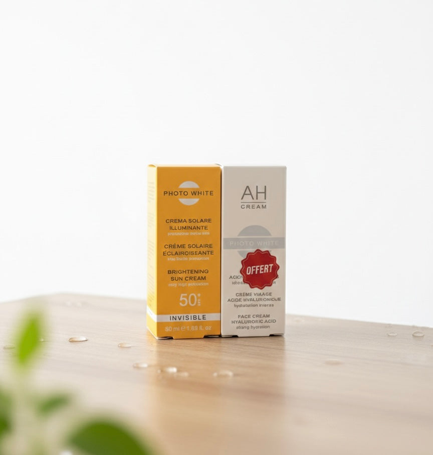 Duo Éclat & Protection : Crème Solaire Photo White SPF 50+ & Soin AH Cream (OFFRE SPÉCIALE)