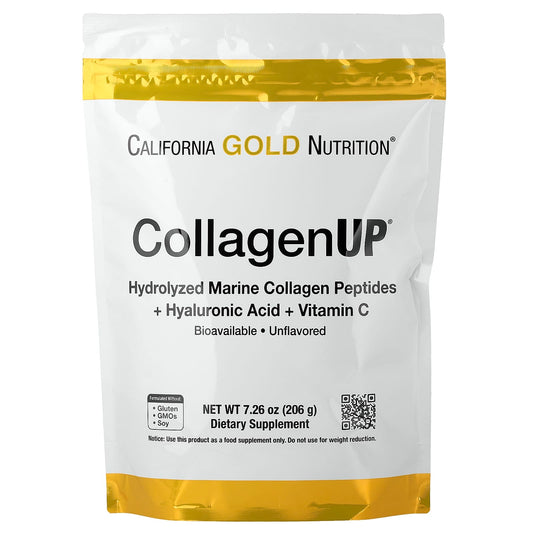 California Gold Nutrition CollagenUP® | Hydrolyzed Marine Collagen Peptides + Hyaluronic Acid + Vitamin C | Unflavored Powder | 206 g (7.26 oz)