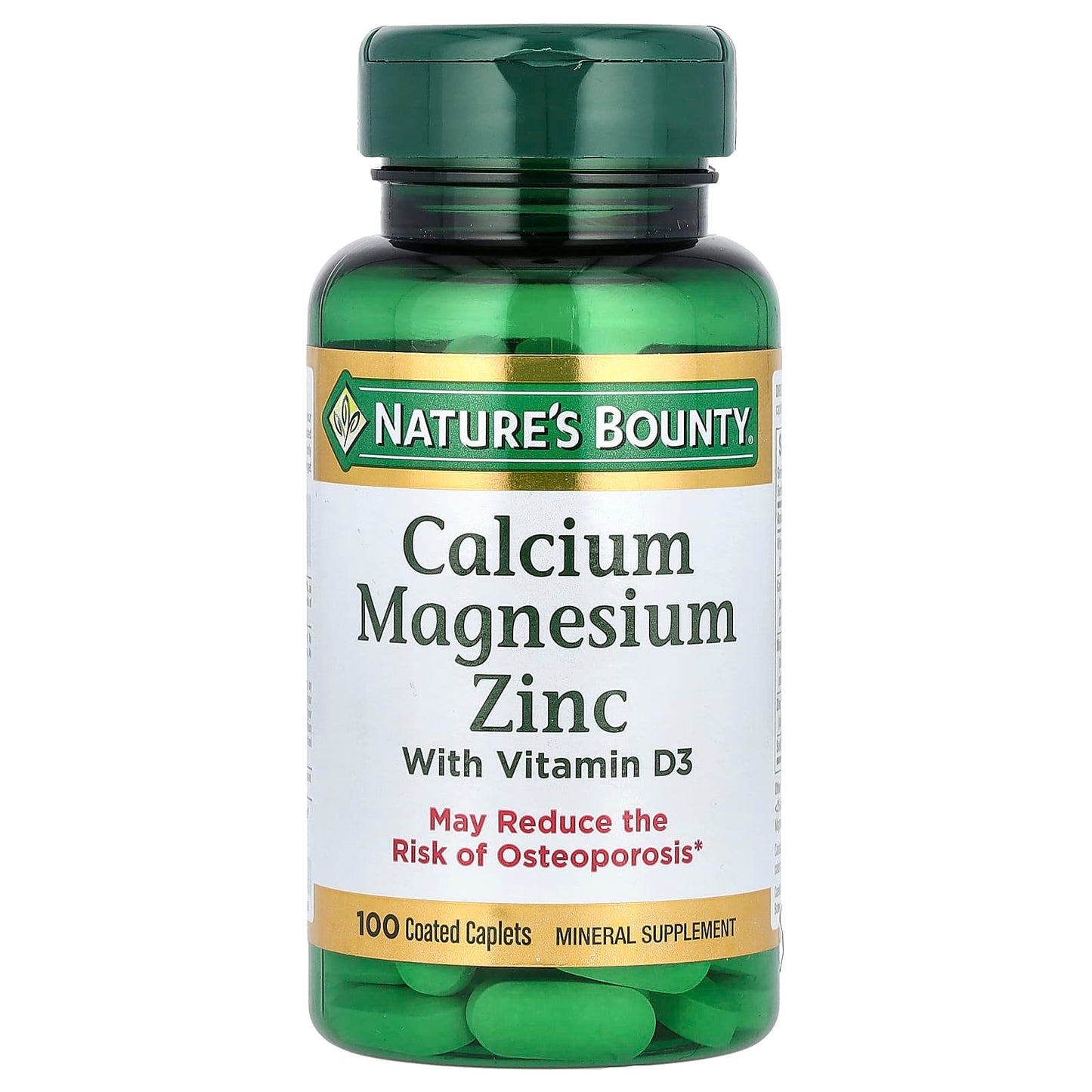 Nature’s Bounty Calcium Magnésium Zinc avec Vitamine D3 – 100 Comprimés Enrobés – Soutien Os & Immunité