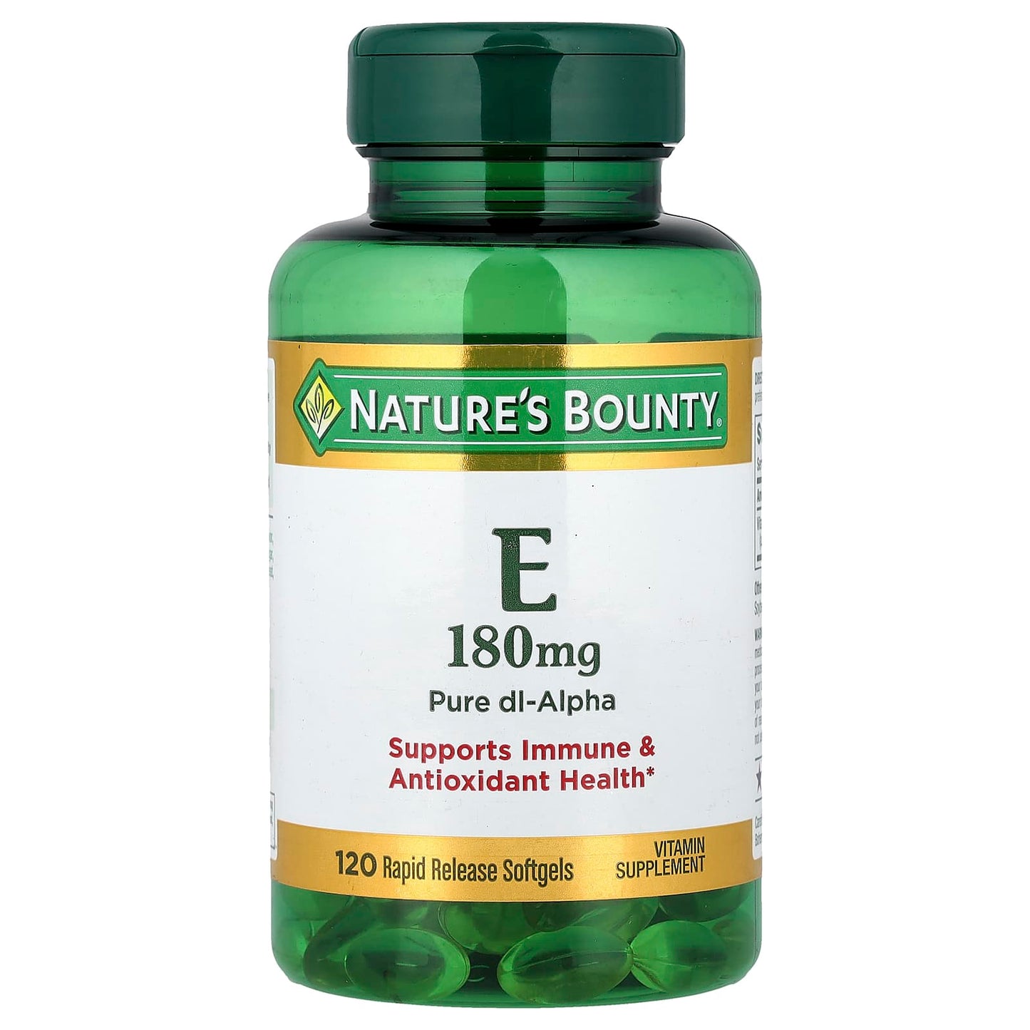 Nature’s Bounty Vitamine E 180 mg (400 UI) – 120 Softgels à Libération Rapide