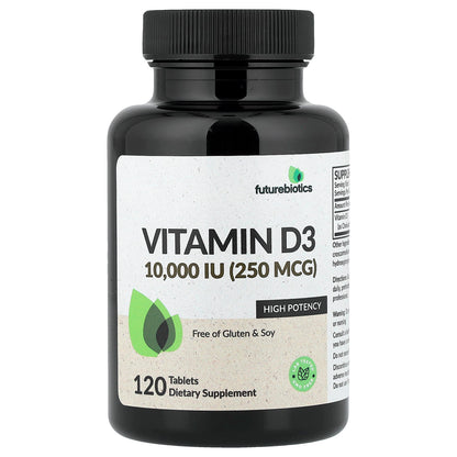 Futurebiotics Vitamine D3 - 250 mcg (10 000 UI), 120 comprimés